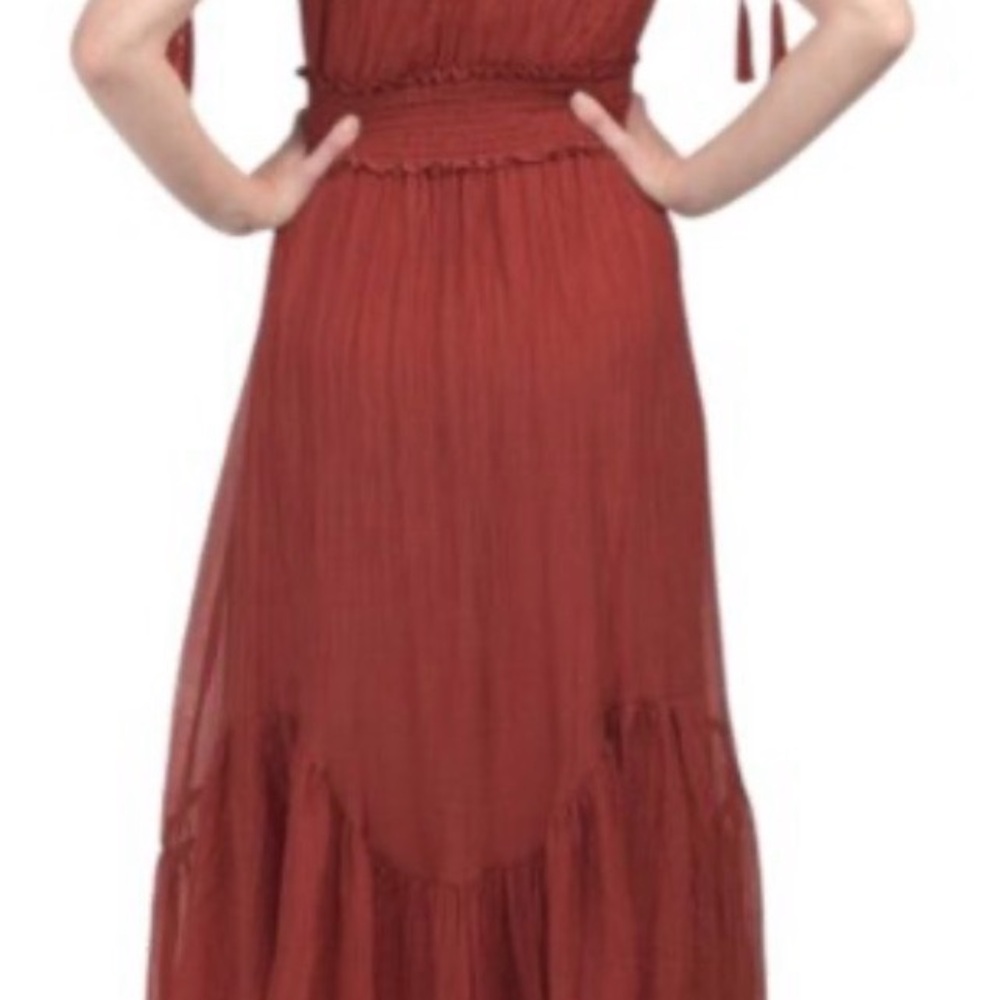 NWT Women's Taylor Smocked Empire Waist Midi Dress SIZE Small Auburn color - Picture 10 of 15